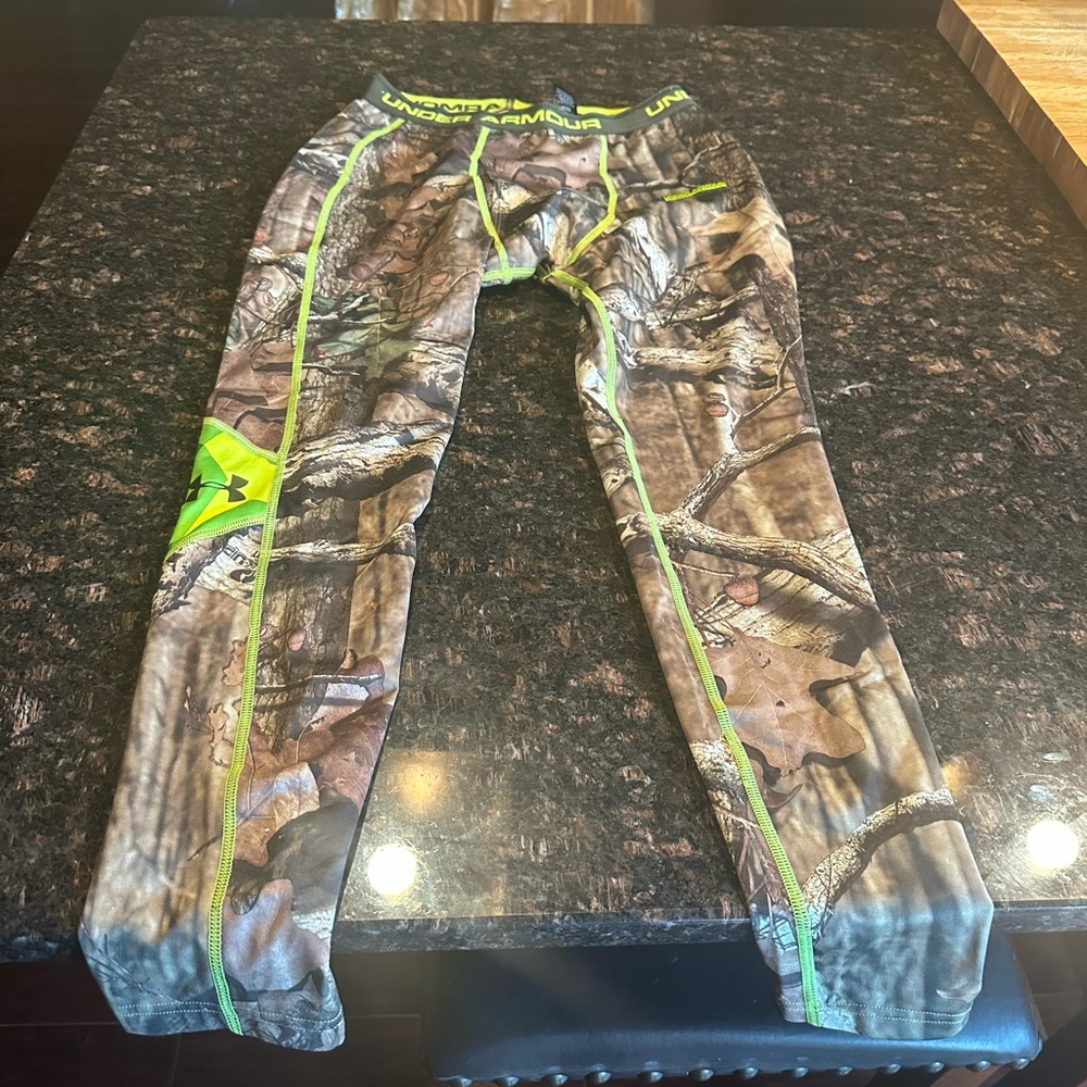 Under Armour Camo Leggings with Yellow Trim